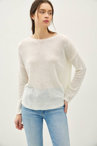 LIGHTWEIGHT DROP SHOULDER PULLOVER RIB KNIT
