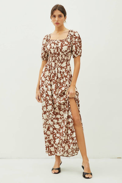 *RESTOCK* Floral Print Maxi Dress - Brown