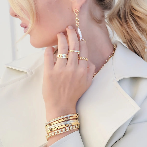 Avery Bangle Bracelet - Waterproof/18k Gold