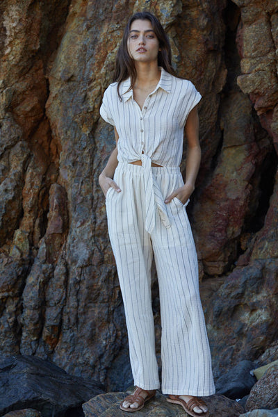 Tobi Stripe Jumpsuit - Ivory/Black
