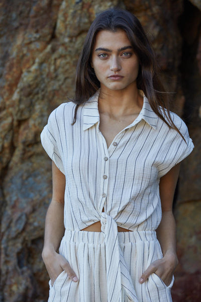 Tobi Stripe Jumpsuit - Ivory/Black