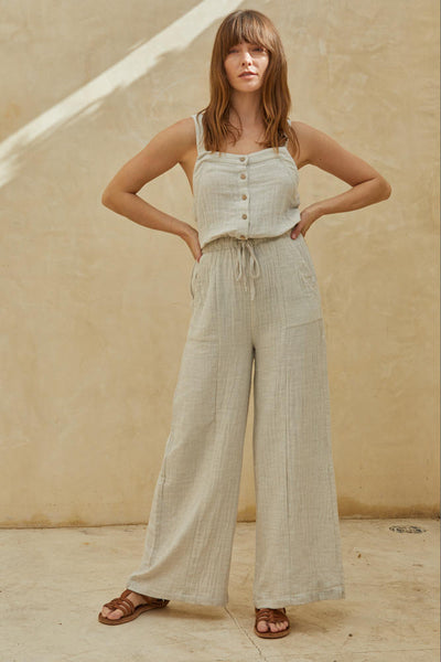The Newport Jumpsuit - Linen Grey