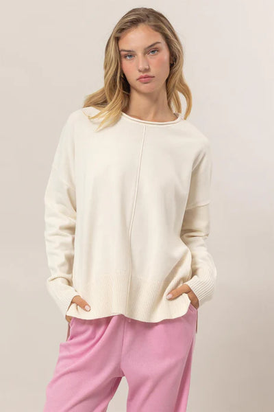 Ribbed Pullover Sweater - Cream