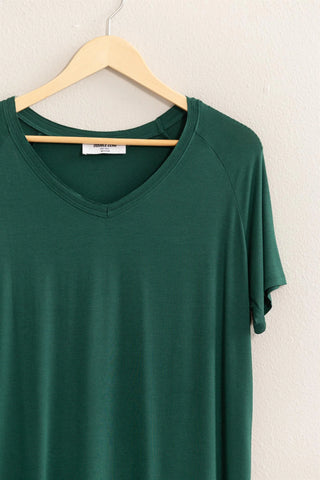 Classic V-Neck Basic Tee - Dk Green