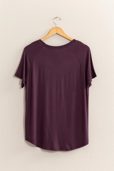Classic V-Neck Basic Tee - Dk Plum