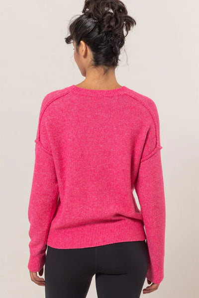 Crew Neck Seam Sweater - Pink