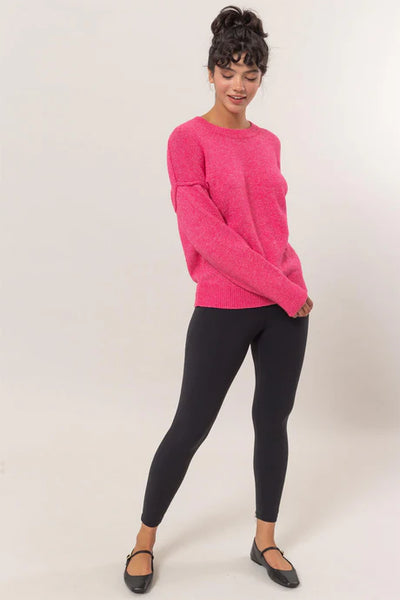 Crew Neck Seam Sweater - Pink