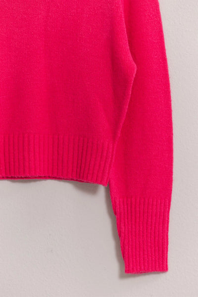 Cozy Mock Neck Sweater - Rasberry