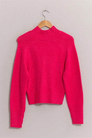Cozy Mock Neck Sweater - Rasberry