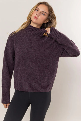 Mock Neck Sweater - Dark Plum