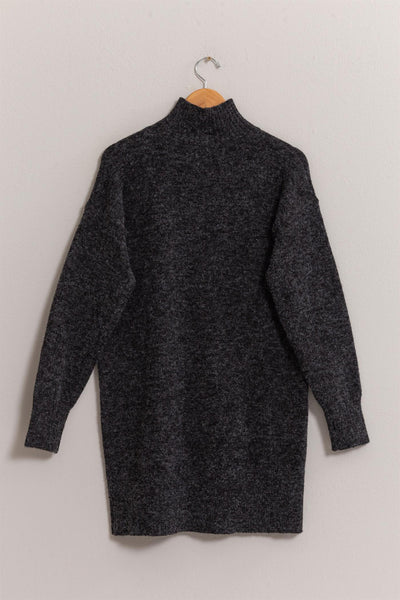 High Neck Sweater Dress - Black