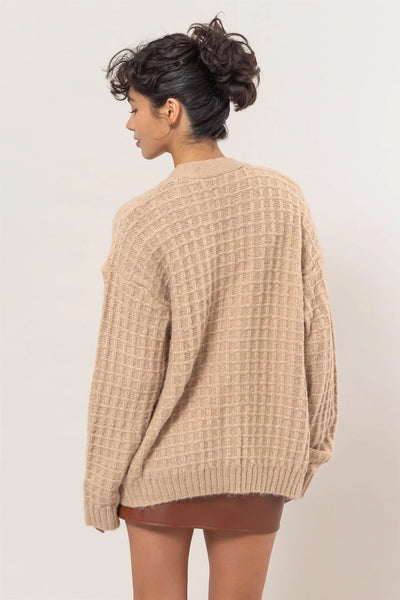 V-Neck Cozy Cardigan - taupe