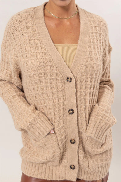 V-Neck Cozy Cardigan - taupe