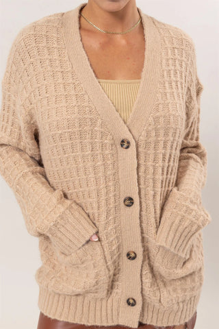 V-Neck Cozy Cardigan - taupe