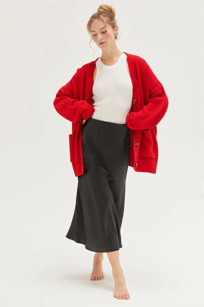 Cozy Oversized Cardigan - Red