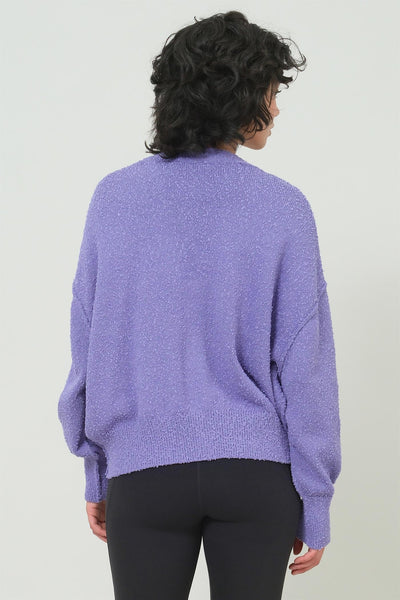 Button Up Cardigan Sweater - Purple