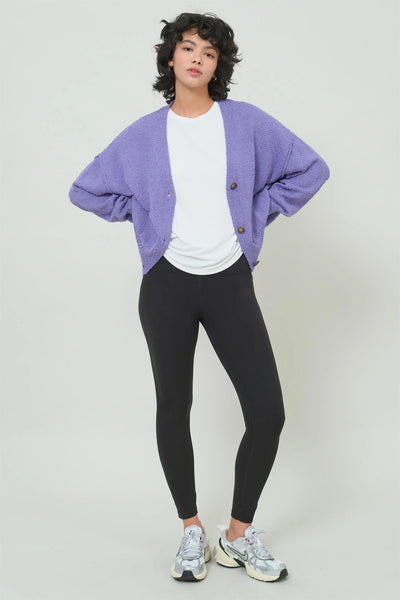 Button Up Cardigan Sweater - Purple