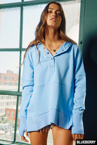 Boxy Hoodie - Blueberry