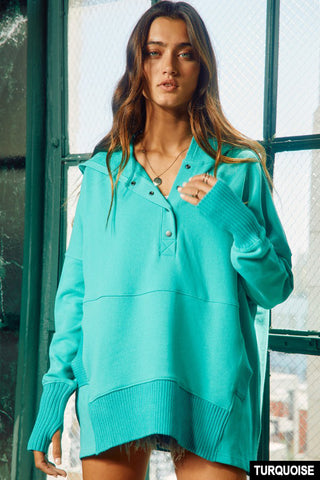 Boxy Hoodie - Turquoise