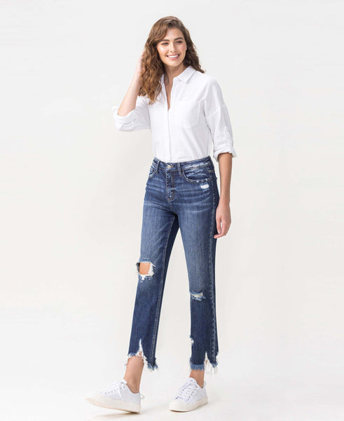 High Rise Crop Straight Jeans