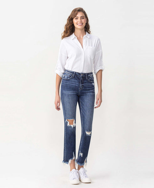 High Rise Crop Straight Jeans