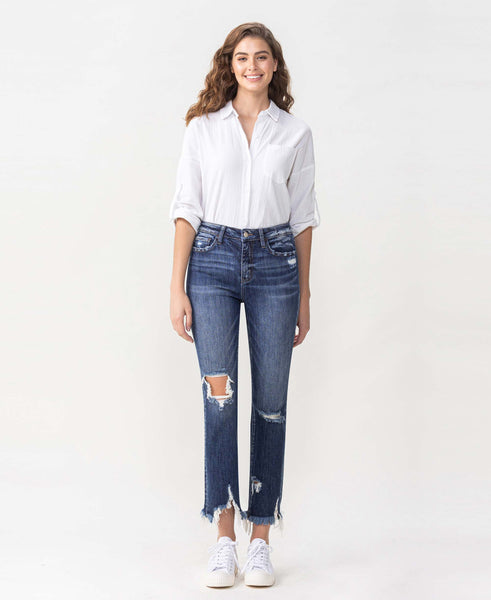 High Rise Crop Straight Jeans