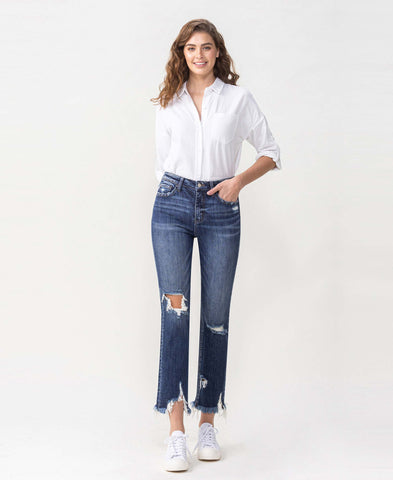 High Rise Crop Straight Jeans