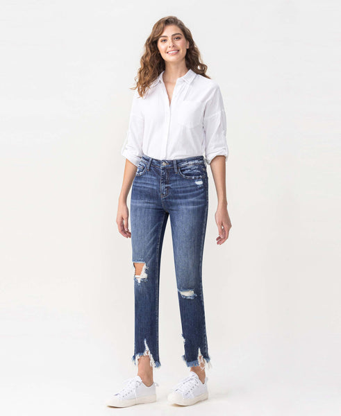 High Rise Crop Straight Jeans
