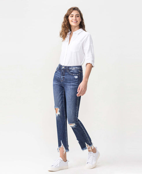 High Rise Crop Straight Jeans