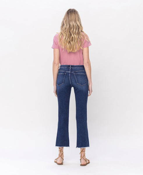 Mid-Rise Step Hem Crop Flare Jeans