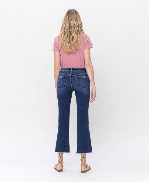 Mid-Rise Step Hem Crop Flare Jeans