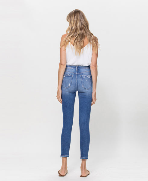 High Rise Contrast Crop Skinny Jeans