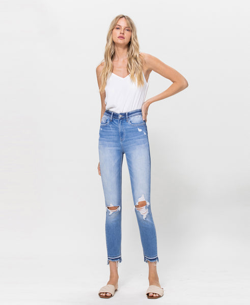 High Rise Contrast Crop Skinny Jeans