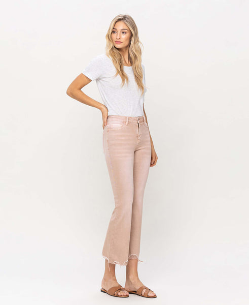 High Rise Crop Flare - Sandstone