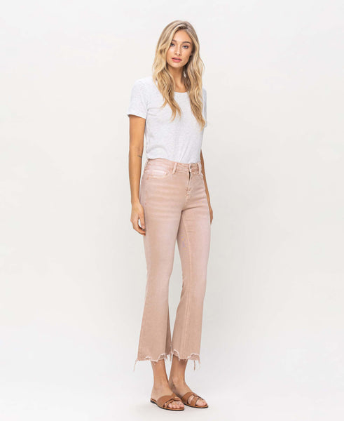 High Rise Crop Flare - Sandstone