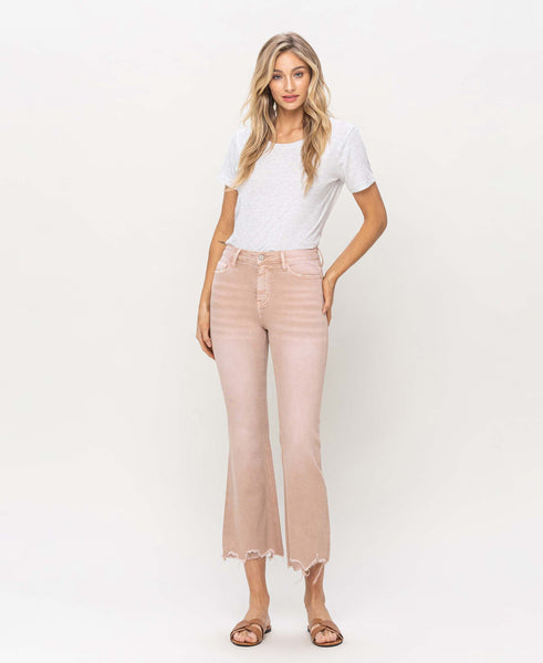 High Rise Crop Flare - Sandstone