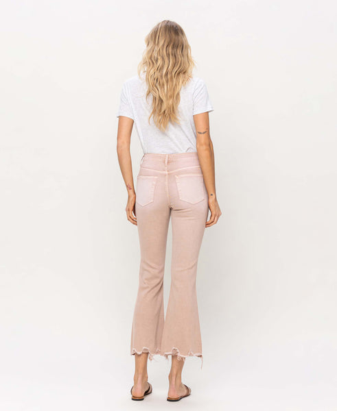 High Rise Crop Flare - Sandstone