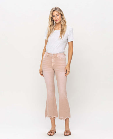 High Rise Crop Flare - Sandstone