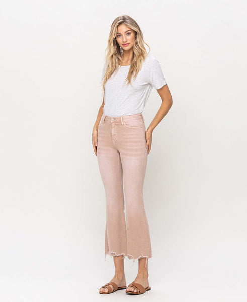 High Rise Crop Flare - Sandstone