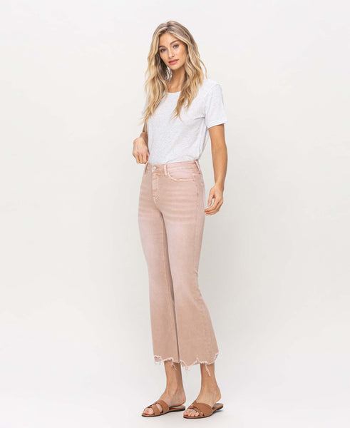 High Rise Crop Flare - Sandstone
