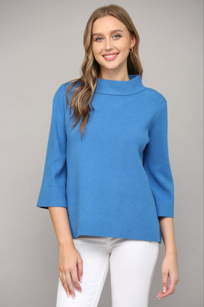 Mock Neck Sweater - French Blue