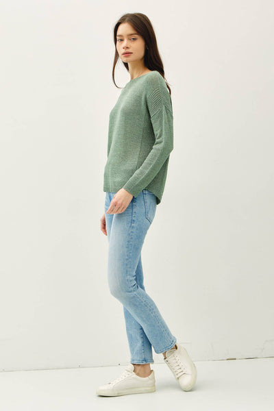 LIGHTWEIGHT DROP SHOULDER PULLOVER RIB KNIT