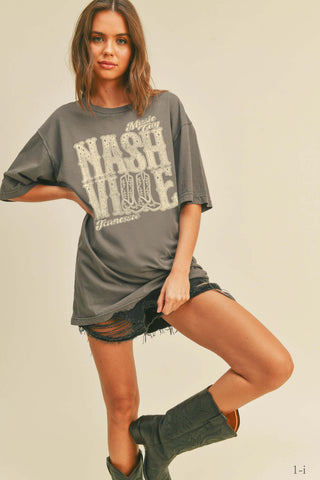 Nashville Music City Tee - Asphalt