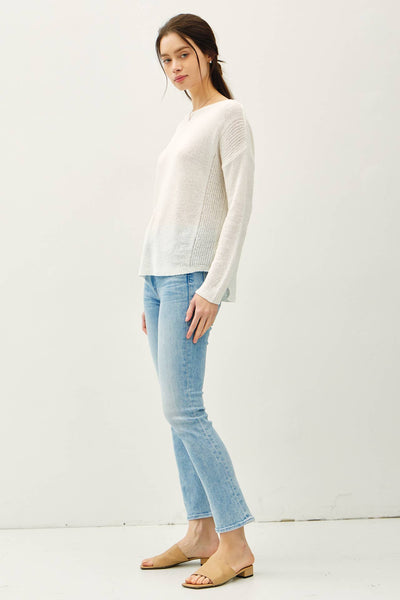 LIGHTWEIGHT DROP SHOULDER PULLOVER RIB KNIT