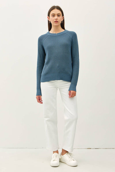 Crochet Crew Neck Sweater - Teal
