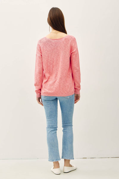 V-NECKLINE COTTON SLUB SWEATER