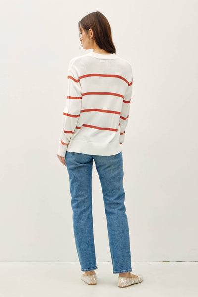 LIGHTWEIGHT STRIPE OVERSIZED V-NECK CARDIGAN