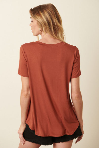 Bamboo Round Neck Basic Top - Hazelnut
