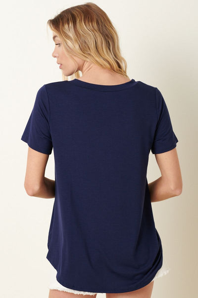 Bamboo Round Neck Basic Top - Navy