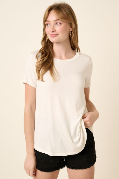 Bamboo Scoop Neck Top - Ivory